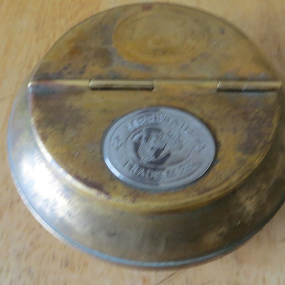 4 Inch Flip Top Solid Brass Table Ashtray With Mermaid Logo